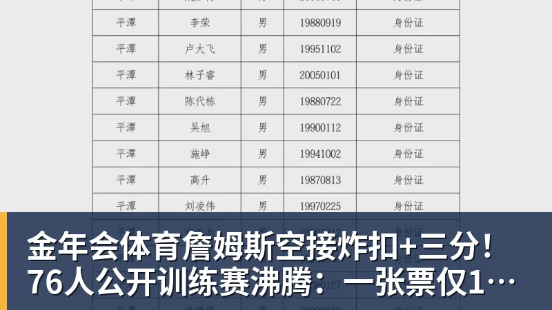 金年会体育詹姆斯空接炸扣+三分!76人公开训练赛沸腾:一张票仅10美元
